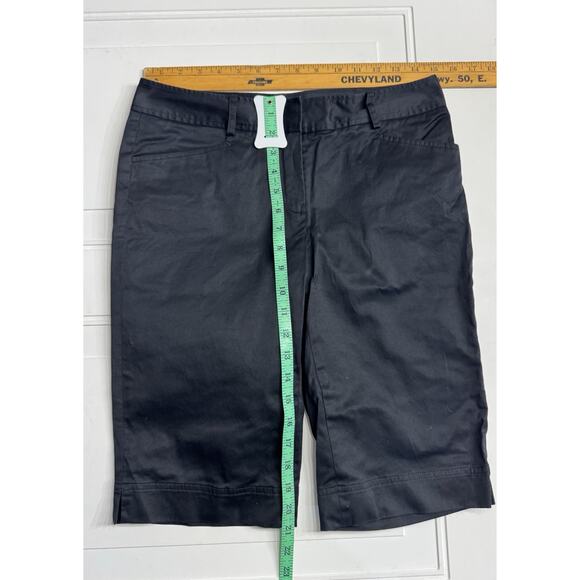 Lafayette 148 New York Black Bermuda Shorts Size 2 Satin Look Cotton - Picture 4 of 5